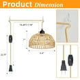 thumbnail image 3 of Hlite Dimmable Swag Pendant Hanging Light Fixtures,15ft Plug in Cord with Rattan Woven Shade Farmhouse Ceiling Light for Bedroom Beside/Dining Table/Kitchen Sink,Bulb Not Included, 3 of 14