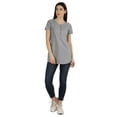 thumbnail image 4 of Inkmeso Womens Short Sleeve Button Tunic Top Cotton Tee Long Length Tshirt For Leggings, 4 of 8