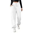 thumbnail image 4 of SnZhen Cherry Print Pants for Women Elastic Waist Draw Rope with Pocket Solid Color Thin Fashion Casual Pants White XXL, 4 of 4