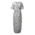 thumbnail image 4 of Rovga Nightshirts & Gowns Womens Daily Short Sleeve Stars Print Casual Inclined Shoulder Maxi Sleep Dress, 4 of 5