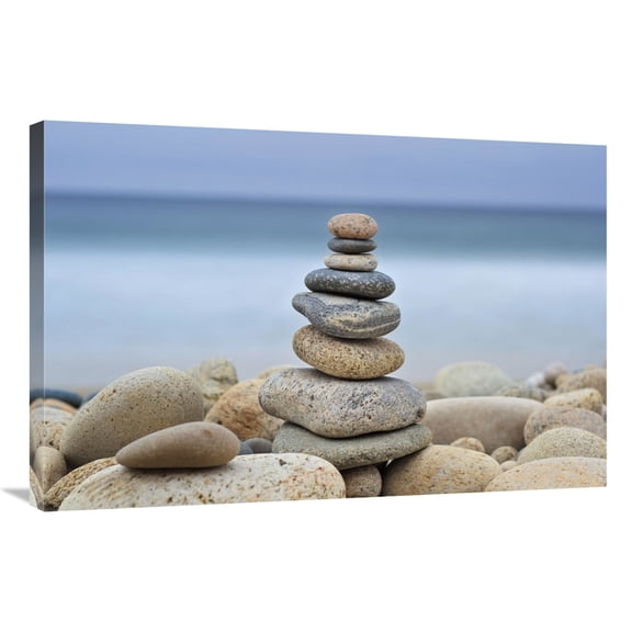 Global Gallery's 'Stonewall Beach Cairn' By Katherine Gendreau Stretched Canvas Wall Art