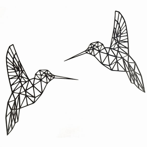 Cuadro Decorativo de Metal con Diseño colibrio geometrico Chico