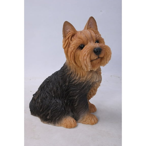 Hi-Line Gifts Sitting Yorkshire Terrier Outdoor Garden Statue - 9.25" - Black and Brown