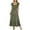 Army Green-A, variant on Penkiiy Women's Summer Casual Short Sleeve V Neck Smocked Elastic Waist Tiered A Line Maxi Dress With Pockets XL Navy