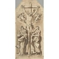 thumbnail image 2 of Johann Christophorus Storer 9x14 Gold Ornate Wood Frame and Double Matted Museum Art Print Titled - Christ on the Cross Between Mary and Saint John (1620-71), 2 of 4