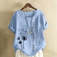 thumbnail image 2 of Women's Boho Floral Print Shirts for Women Summer Short Sleeve Tunic Shirts Button Crewneck Blouses 2026 Clothing(Light Blue,XXL), 2 of 4