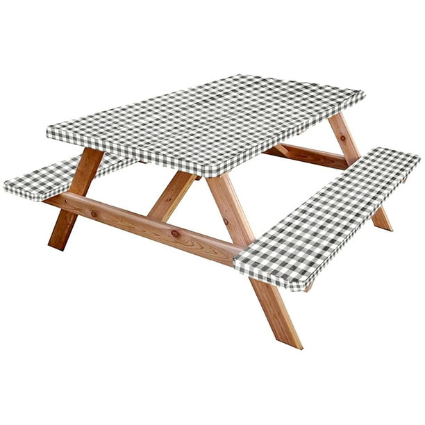Vinyl Fitted Picnic Table Cover with Bench Covers and Bag, Outdoor