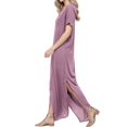 thumbnail image 2 of Vestido a juego con cuello en V, casual, holgado, manga corta, maxi con bolsillo, 2 of 4