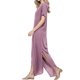 thumbnail image 2 of Vestido a juego con cuello en V, casual, holgado, manga corta, maxi con bolsillo, 2 of 4