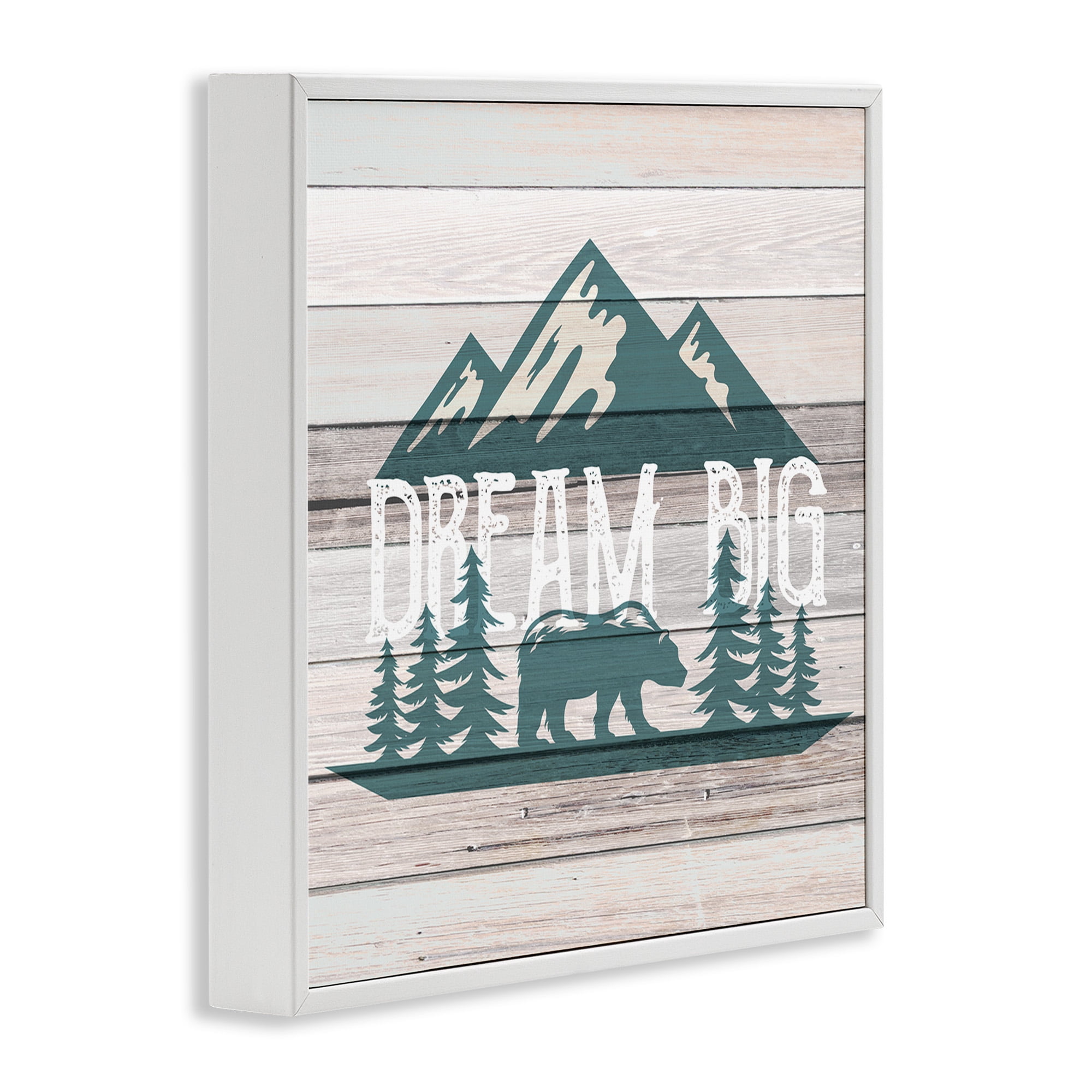 Stupell Industries Rustic Forest Mountain Adventure Dream Big Sentiments Typography Painting White Framed Art Print Wall Art, 12 x 12