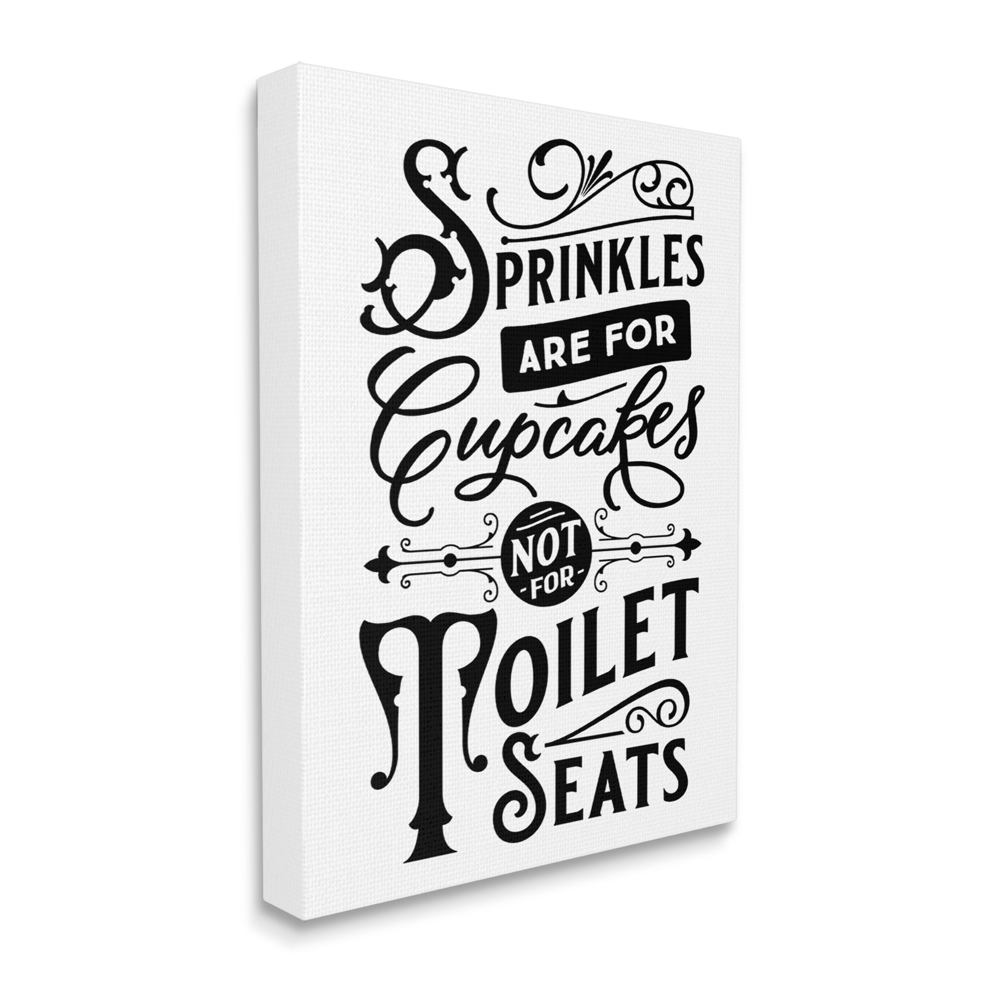 Stupell Industries Humorous Bathroom Toilet Seat Phrase Vintage Typography Graphic Art Gallery Wrapped Canvas Print Wall Art, Design by Lettered and Lined