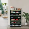 thumbnail image 2 of Eco-Friendly Bamboo Shoe Cabinet with 6 Compartments, Large Capacity for 30 Pairs of Shoes, Removable Panels for Versatile Storage and Organization, 2 of 8