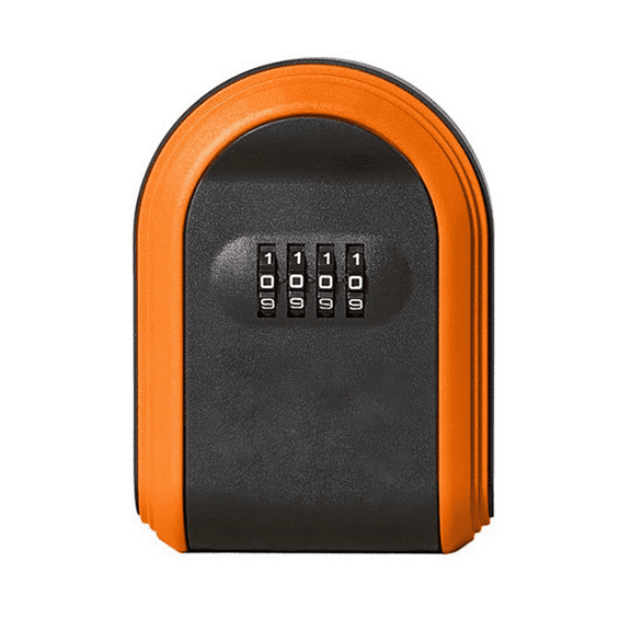Key Safe Box Weatherproof 4 Digit Combination Outdoor Key Security Storage Case Key Lock Box Wall Mounted,Black & Orange