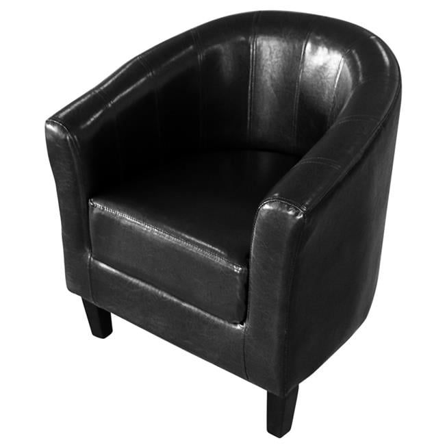 Black Bonded Leather Tub Chair Armchair for Dining Living Room Office Reception