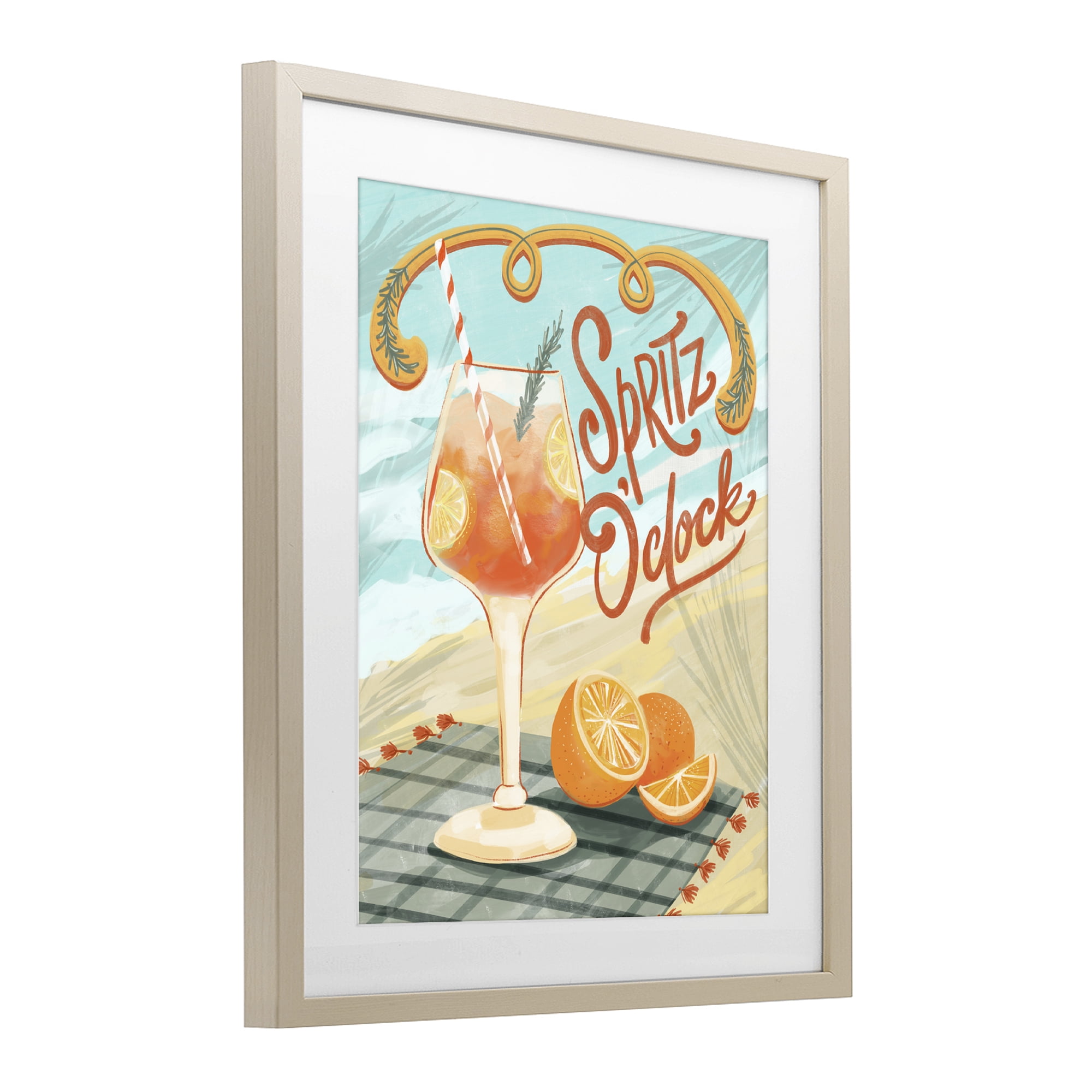 Stupell Industries Spritz O'Clock Citrus Cocktail Birch Framed Print Under Glass, design by Connie Summers