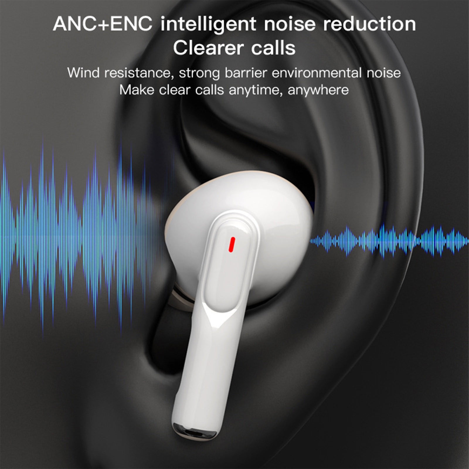 True Wireless Earbuds Bluetooth 5.3 Headphones 45H Long Playtime, Wireless Charging Case, IPX8 Waterproof Stereo Earphones, Built-in Mic Calls, Headset Premium Deep Bass 32 Preset EQs via APP,White