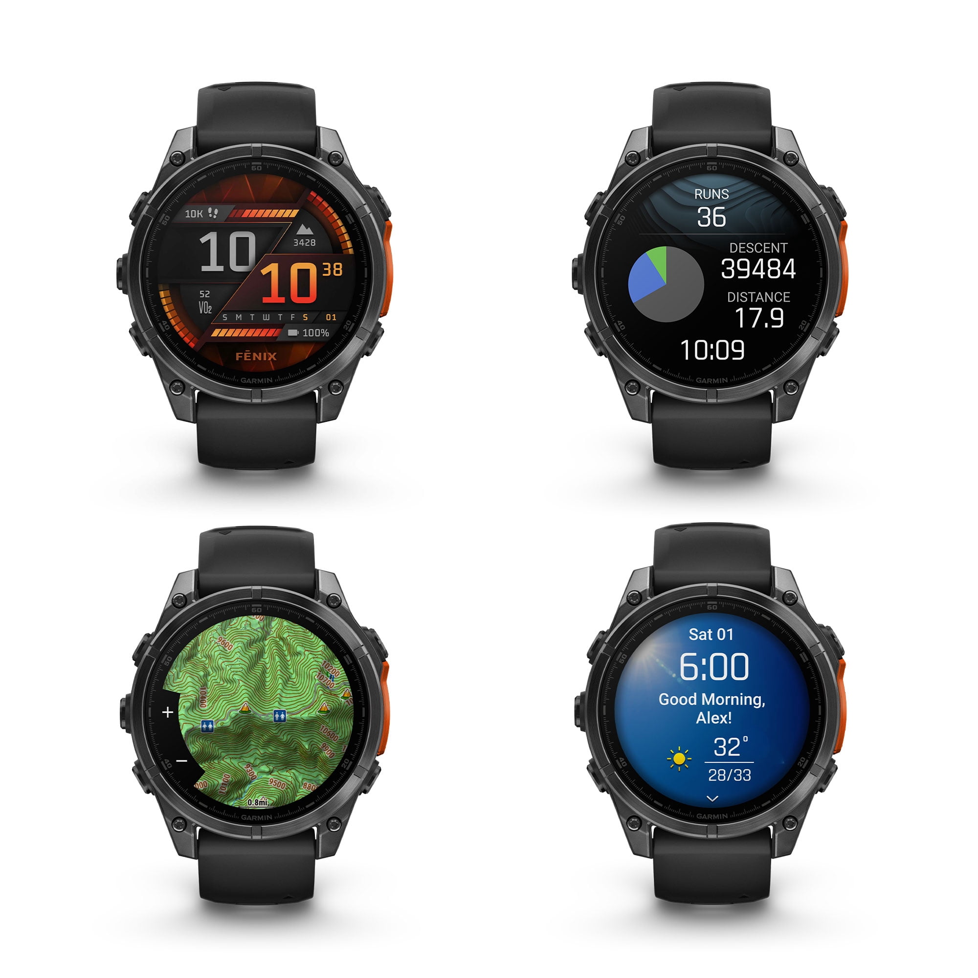 Garmin Fenix 8 47MM AMOLED Multisport GPS Smartwatch Slate Gray with Black Silicone Band, Built-in LED Flashlight, Fitness & Health Smart Watch Bundle for Men & Women