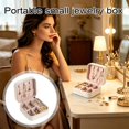 thumbnail image 4 of Mini Portable Zipper Jewelry Travel Box, Compact PU Leather Small Jewellery Organizer Storage Case for Rings Earrings Studs, Travel Gift Jewelry Holder, 4 of 6