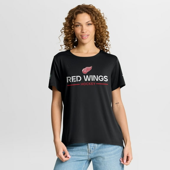 Women's Fanatics Black Detroit Red Wings Authentic Pro Rink Tech T-Shirt