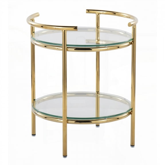 LumiSource Rhonda Side Table - Gold Metal & Clear Glass Tiered Design