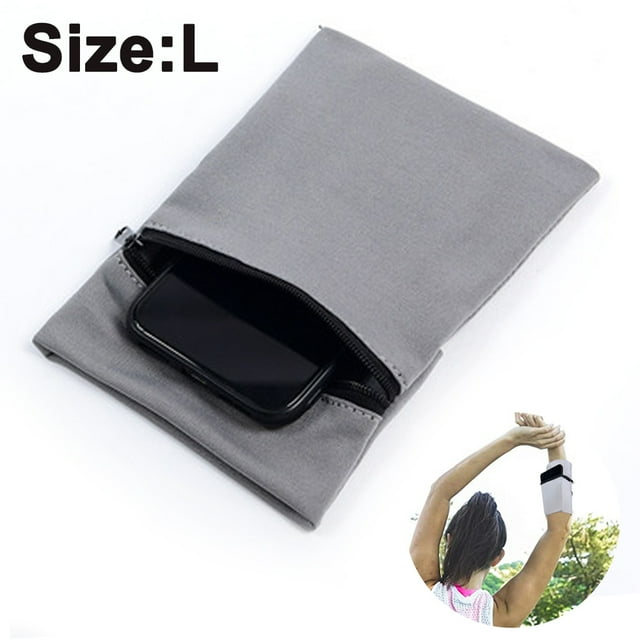 Pochette de Poignet Unisexe à Fermeture Éclair Porte-Monnaie Réversible pour Téléphone, Gris, G