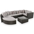 thumbnail image 6 of EUROCO 7 piece Patio Sectional Sofa Set, Rattan Sofa Lounger with Colorful Pillows, Outdoor Furniture Set with Coffee Table, Conversation Chat Sofa Modern Seating Set, Brown Wicker, Gray Cushion, 6 of 8