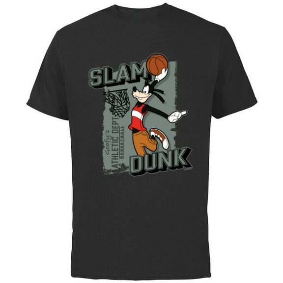 Disney Goofy Sports Basketball Slam Dunk Athletic Dept - Short Sleeve Cotton T-Shirt for Adults - Customized-Black