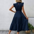 thumbnail image 6 of Summer Beach Dresses for Womens 2026 Fashion Plus Size Casual Round-Neck Ruffled Short Sleeve Solid Color Dress, 6 of 6