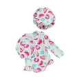 thumbnail image 1 of xiaxaixu Toddler Girls Rash Guard Swimsuit Rompers Long Sleeve Watermelon Print Baby Ruffles Bathing Suit Swimwear with Swim Cap, 1 of 9