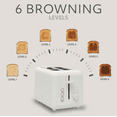 thumbnail image 4 of Willow Kitchen Toaster 2 Slice Wide Slot Toaster 6 Shade Settings Defrost Function Bread and Bagel Toaster, White, 4 of 10