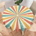 thumbnail image 2 of Rustic Sunset Tablecloth, Vintage Rainbow Stripes Bohemian Colorful Sunshine Retro 70s Print Table Cover for Holiday Farmhouse Kitchen Dinning Outdoor Indoor, Round(60x60in), 2 of 6