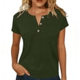 thumbnail image 2 of Rutainlusire Womens Casual Notch V-Neck Button Tops Ladies Breathable Relaxed Fit Plain Color Summer Short Sleeve Tops, 2 of 6