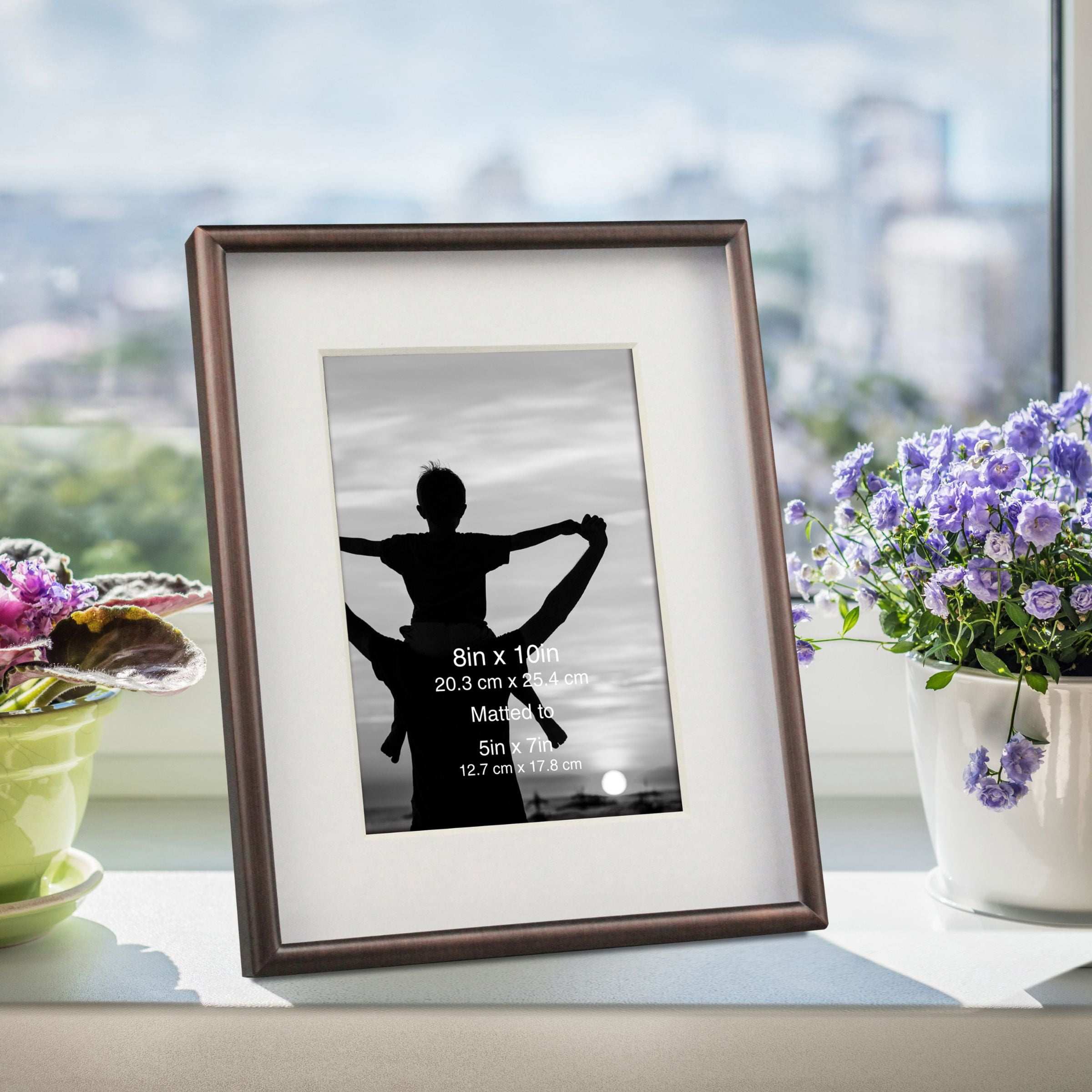 Better Homes & Gardens 8" x 10" Matted to 5" x 7" Rectangle Metal Wall Mounted Picture Frame, Bronze
