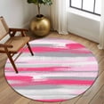 thumbnail image 2 of Round Rug 5Ft Washable Non-Slip, Pink Gray Stripes Circle Area Rugs for Living Room Bedroom, Watercolor Modern Abstract Minimalist Indoor Floor Mats Carpet Runner for Home Decor Aesthetic, 2 of 8
