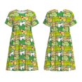thumbnail image 3 of Bixox Robe d'Été à Manches Courtes pour Femmes Robe Ample Longueur Genou avec Poches-Grenouille, 3 of 7