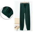thumbnail image 2 of Lenpel Pajama Pants for Women Soft Casual Elastic Waist Drawstring Tapered Leg Lounge Pants Sleepwear Pj Bottoms(Army Green,Medium), 2 of 5