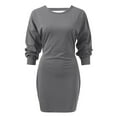 thumbnail image 2 of zuwimk Sweater Dress For Women ,Women's Neck Ribbed Long Sleeve Bodycon Pullover Cute Mini Sweater Dress Gray,M, 2 of 5