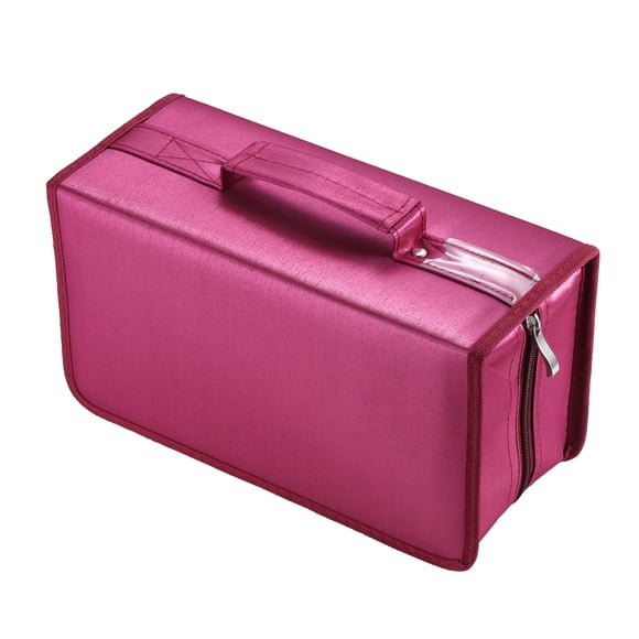 Portefeuille pour DVD Capacité 160, Grand Classeur Porte-Disques en Nylon Rouge Étui de Transport pour CD Sac avec Fermeture Éclair Protectrice
