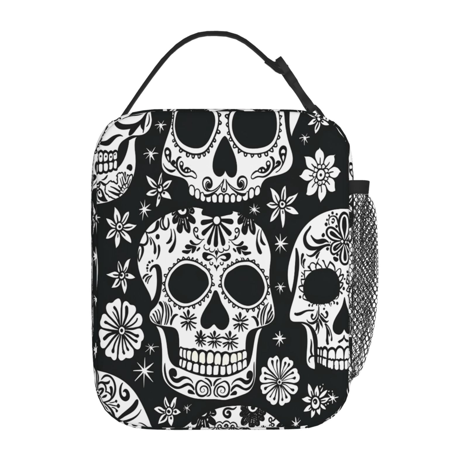 Lunch Bag For Women Men Insulated Portable Lunch Box Bento Box Office Picnic Travel Cooler Bag Festive Cute Sugar Skulls (8)