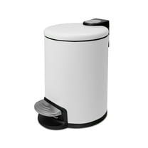 Acento 0.8 gal., Mini, Round Soft Close Premium Pedal Waste Bin for Bedroom, Bathroom, Home and Office, Step On Trash Can, Matte White