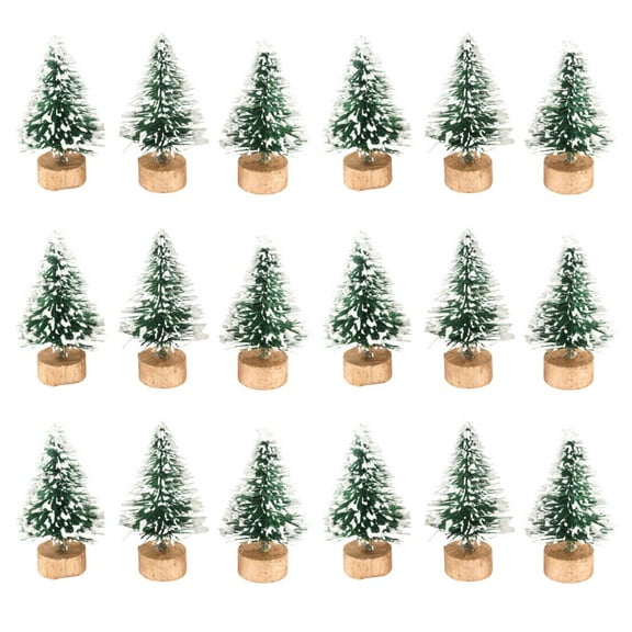 18pc Miniature Green Bottle Brush Trees with Frost - for Christmas Dioramas- Factory Direct Craft