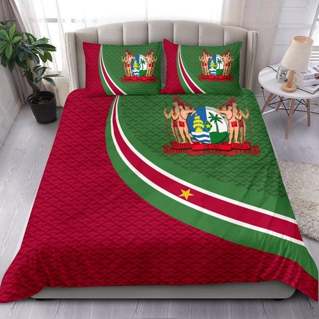 Suriname Juego de Cama Escudo de Suriname y Bandera Color RLT7