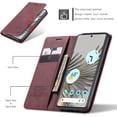 thumbnail image 4 of KONEE Wireless Charging Foldable Faux Leather Flip Case with Card Slot Google Pixel 7 Pro, Red, 4 of 8