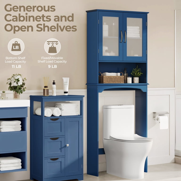 Renwick Modern Over-the-Toilet Storage Cabinet for Bathroom, Navy