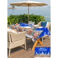 thumbnail image 4 of Outdoor Tablecloth with Umbrella Hole and Zipper, Gingerbread Christmas Rectangle Table Cloth 54x80 Inch Waterproof Tablecloth, Xmas Tree Snowflake Blue Picnic Table Cover for Patio Camping, 4 of 7