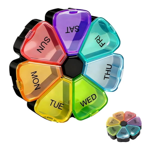 ACDANC Extra Large Rainbow Weekly Pill Organizer,Bpa-Free Travel Pill Box Case for Pills,Tablets,Vitamins,Fish Oil,Supplements