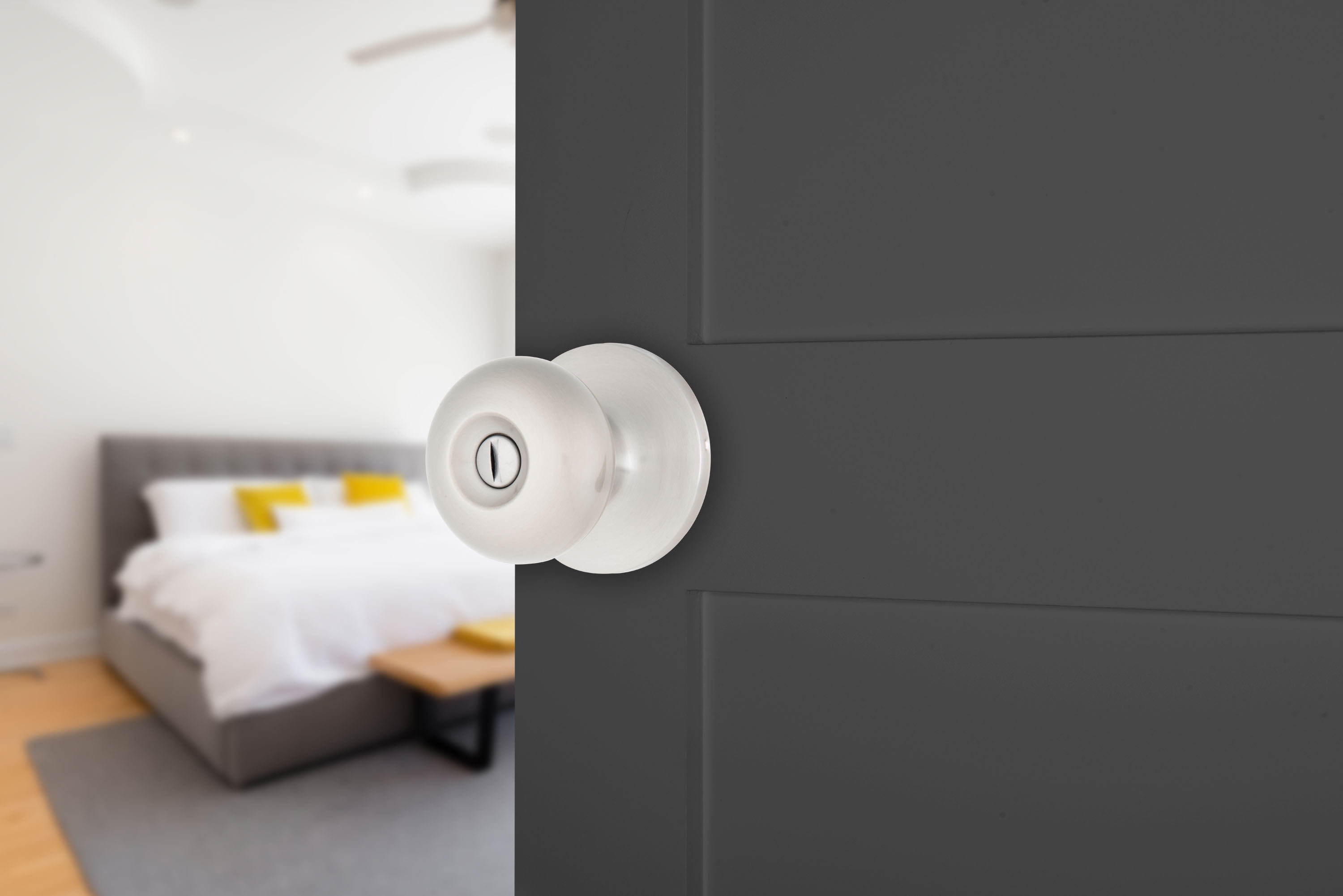 Brinks Privacy Mushroom Doorknob, Satin Nickel Finish