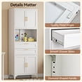 thumbnail image 6 of CXUZCZ 75" Tall Kitchen Pantry Cabinet,Metal Storage Cabinets with 2 Drawers and Adjustable Shelves,Freestanding Display Cupboard for Dining Room,Living Room,Hallway,Bathroom,White, 6 of 9