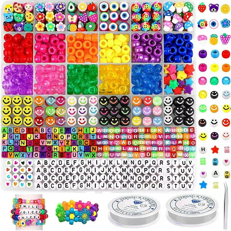 Carevas Bead Making Kit with Mixed Color Animal Fruit Flower Letter Beads  for Jewelry Making Handmade DIY Necklace 