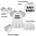 thumbnail image 2 of Pack of 2, Daddy Baby Announcement & Me + Mommy = One Broke Daddy Funny Dresses For Baby, Newborn Babies Skirts, Infant Princess Dress, Toddler Frocks (Gray Raglan Dresses, 18-24 Months), 2 of 5